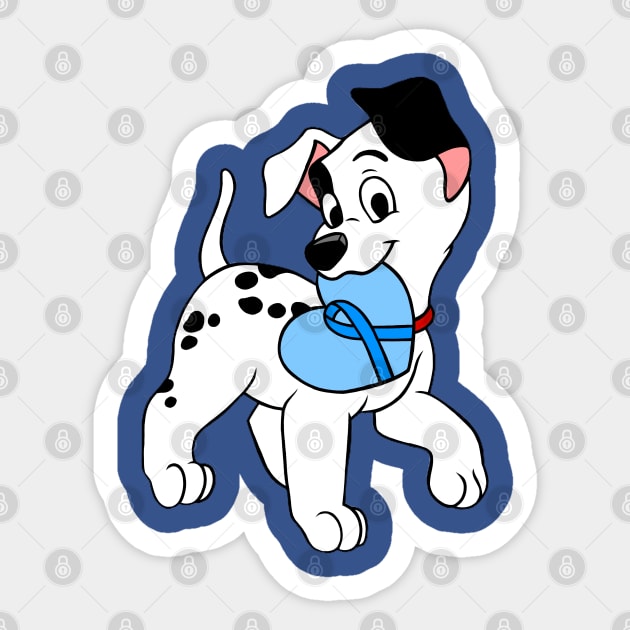 Dalmatian with blue awareness ribbon Sticker by CaitlynConnor